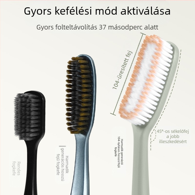 Kézi fogkefe HK1138, innovatív harmadik generáció, hosszú fej és széles fej, hatékony tisztítás, 37 másodperces gyors kefélés, 4 darabos csomag