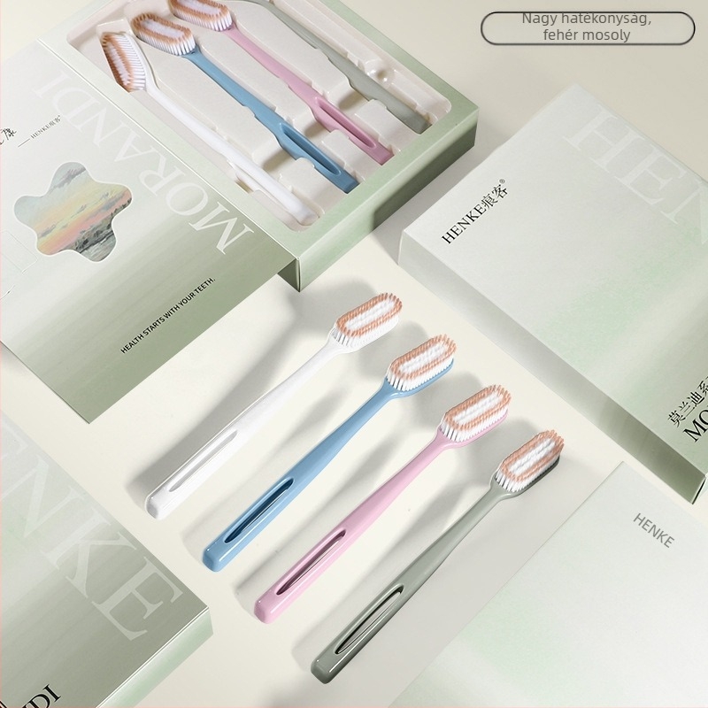 Kézi fogkefe HK1138, innovatív harmadik generáció, hosszú fej és széles fej, hatékony tisztítás, 37 másodperces gyors kefélés, 4 darabos csomag