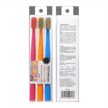 RAOYI felnőtt kézi fogkefe puha nylon sörtékkel, 3 darabos csomag, modell RY6613