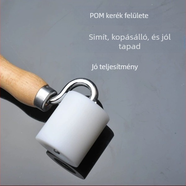 POM sík szögű nyomógörgő fa markolattal – kézműves tapétajavításhoz