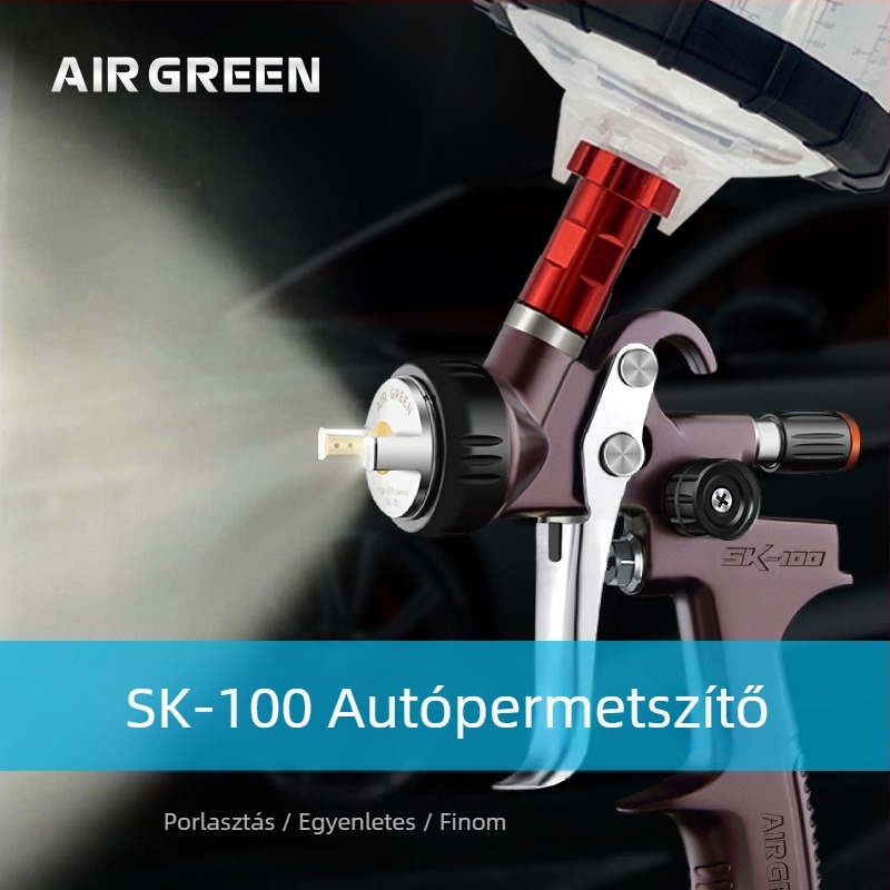 AIR GREEN SK100 autófesték-szórópisztoly, nagy atomizációval, edényes típus, autófedő bevonathoz