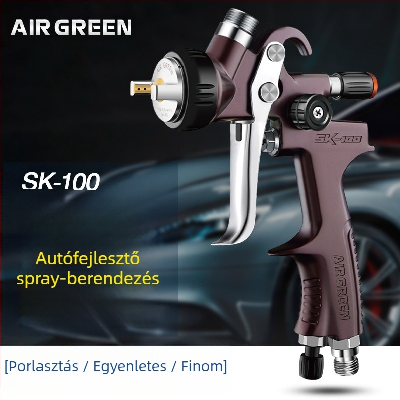 AIR GREEN SK100 autófesték-szórópisztoly, nagy atomizációval, edényes típus, autófedő bevonathoz