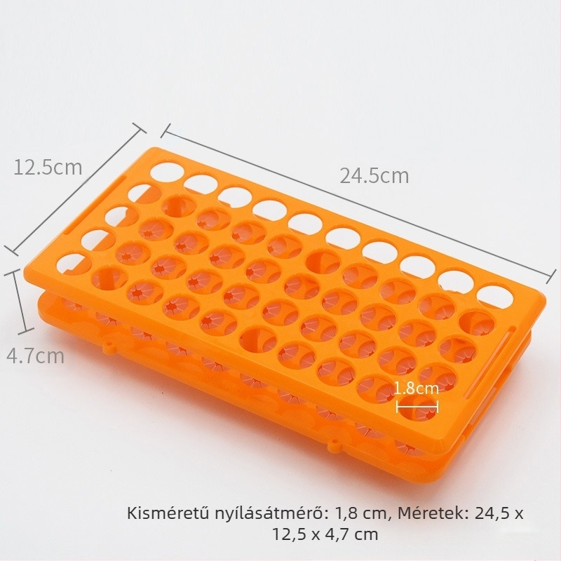 50 lyukú kísérleti csőállvány, steril, eltávolítható, vérvételi csövekhez és mintatároló üveghez