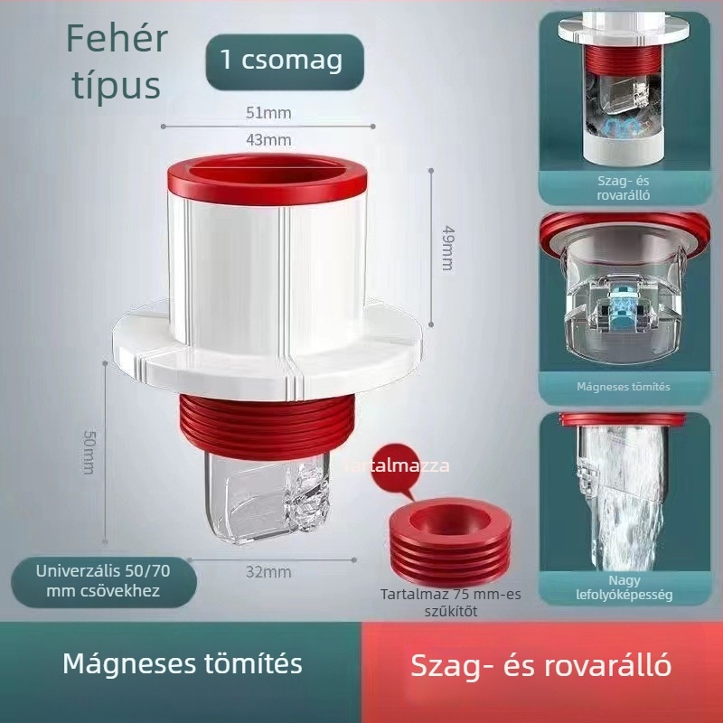 Csatornaszag elleni záró dugó - ABS, LH wall-row deodorant plug modell, húzó típus, modern minimalista dizájn