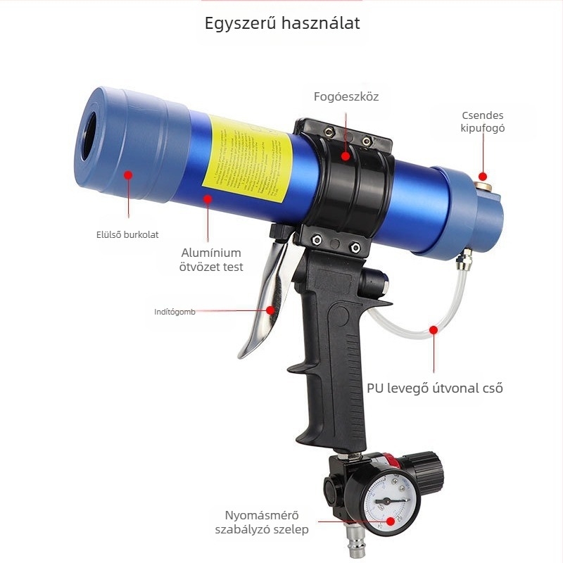 Sea Flying Shark Q3 pneumatikus ragasztópisztoly – szilikon- és tömítőanyaghoz, súly 0,8 kg
