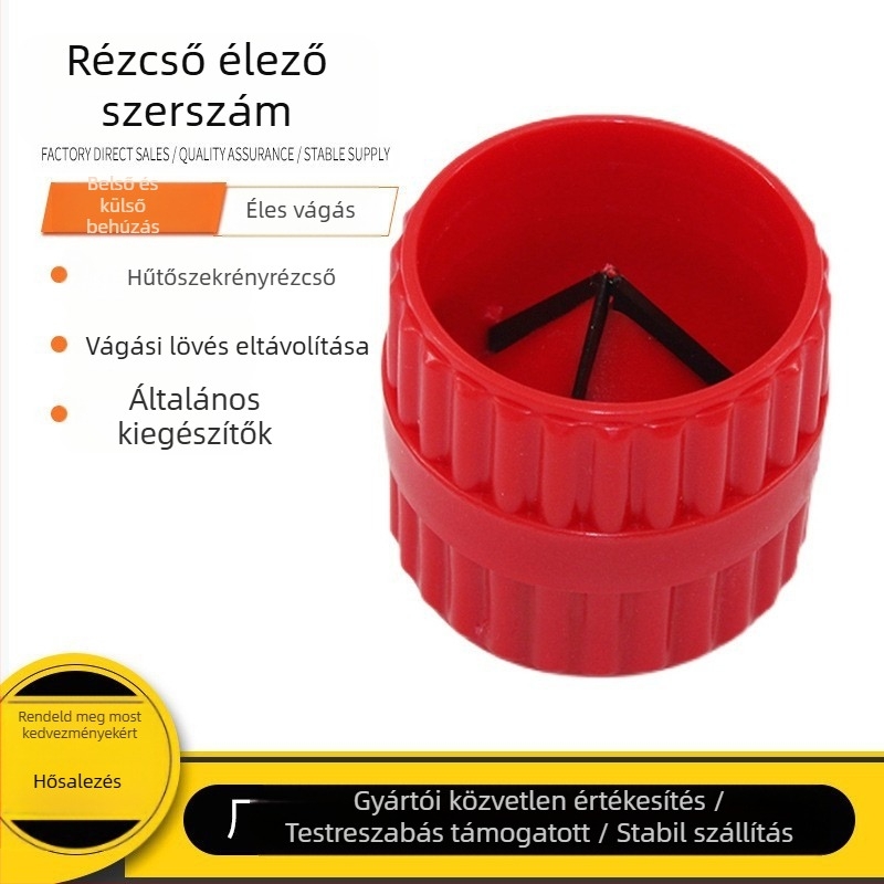 Csőél-lapító eszköz belső és külső élekhez – alkalmas műanyag, réz és fém csövekre; egyszerű típusú modell
