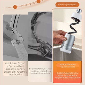 Konyhai mosogató csaptele kihúzható kimenettel, modell CLDD2YS, anyag rozsdamentes acél + ABS, egykaros vezérlés, névleges nyomás 10, üzemi hőmérséklet 85°C