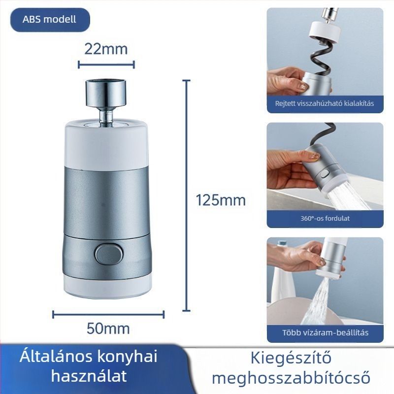 Konyhai mosogató csaptele kihúzható kimenettel, modell CLDD2YS, anyag rozsdamentes acél + ABS, egykaros vezérlés, névleges nyomás 10, üzemi hőmérséklet 85°C
