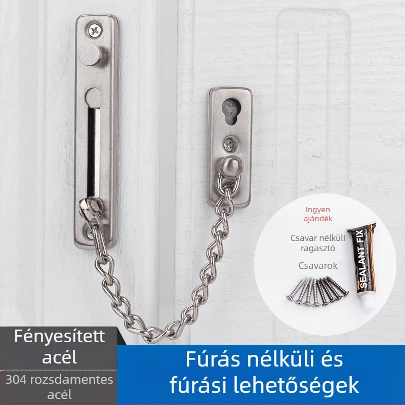 Ajtó lánc zár, kétpontos zár, rozsdamentes acél, Top Valley, modern stílus