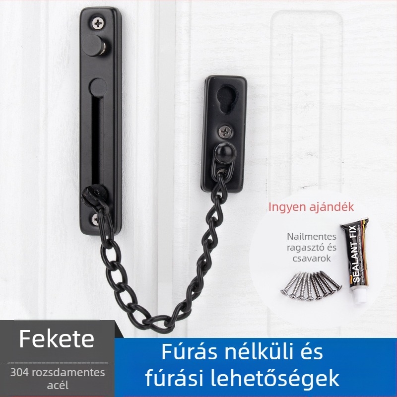 Ajtó lánc zár, kétpontos zár, rozsdamentes acél, Top Valley, modern stílus