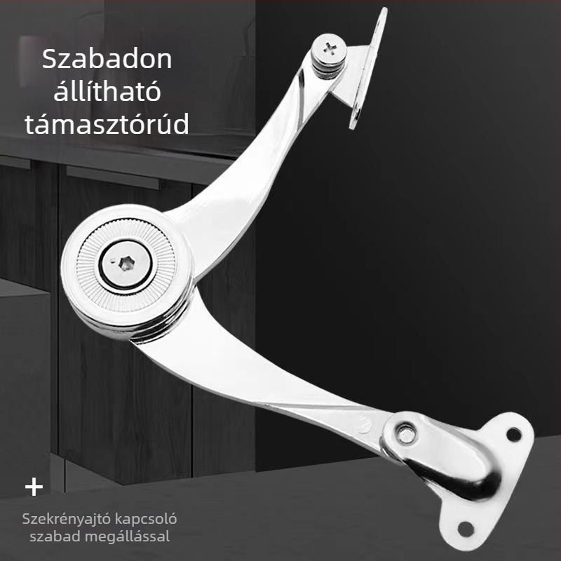 Szekrényajtó hidraulikus teleszkópos támasztórúd, összecsukható, cinkötvözetből, elektroplakált felülettel, modell S0018