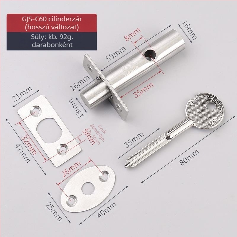 Tűzvédelmi ajtózár cilinder | Modern és minimalist design | Modell: GJS-C40 / GJS-C60