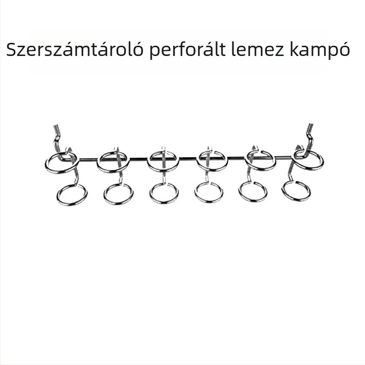 Galvanizált vasból készült szerszámhordozó perforált panellel, konyhai tároláshoz