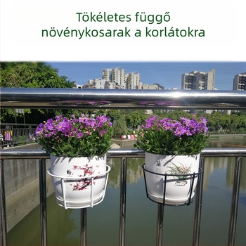 Erkélyes növényállvány acélból, lógó típus, egyemeletes, Round Series modell, egyszerű és modern stílus, kombinálható