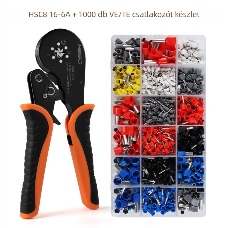 HESO HSC816-6A csőtípusú terminálok crimpelő fogó, 0,08–16 mm, magas precizitású VE terminál