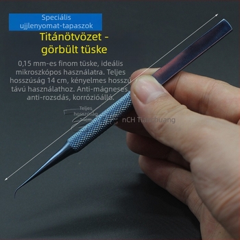 Titánium-ötvözetből készült csipesz egyenes és görbült heggyel, antimagnetikus, elektronikai javításokhoz