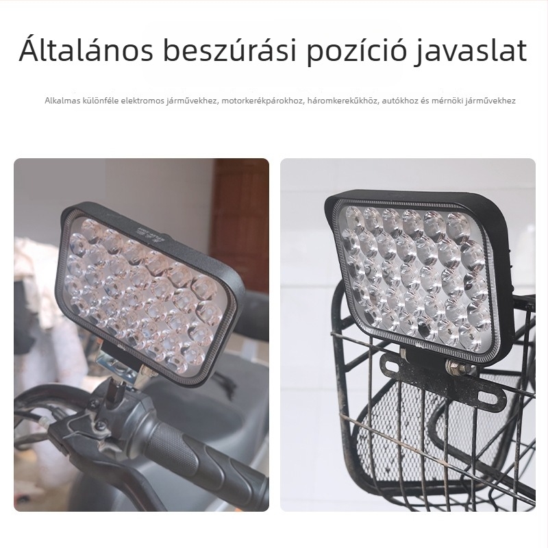 LED első fényszóró elektromos járművekhez, vas lámpaernyő, 12V, 21/33/42W, Mojiosaurus 007