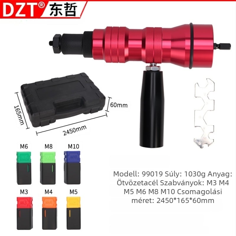 Szegecspisztolyadapter fej – elektromos, dugaszolható tápellátás, DZT, 1,5 kg