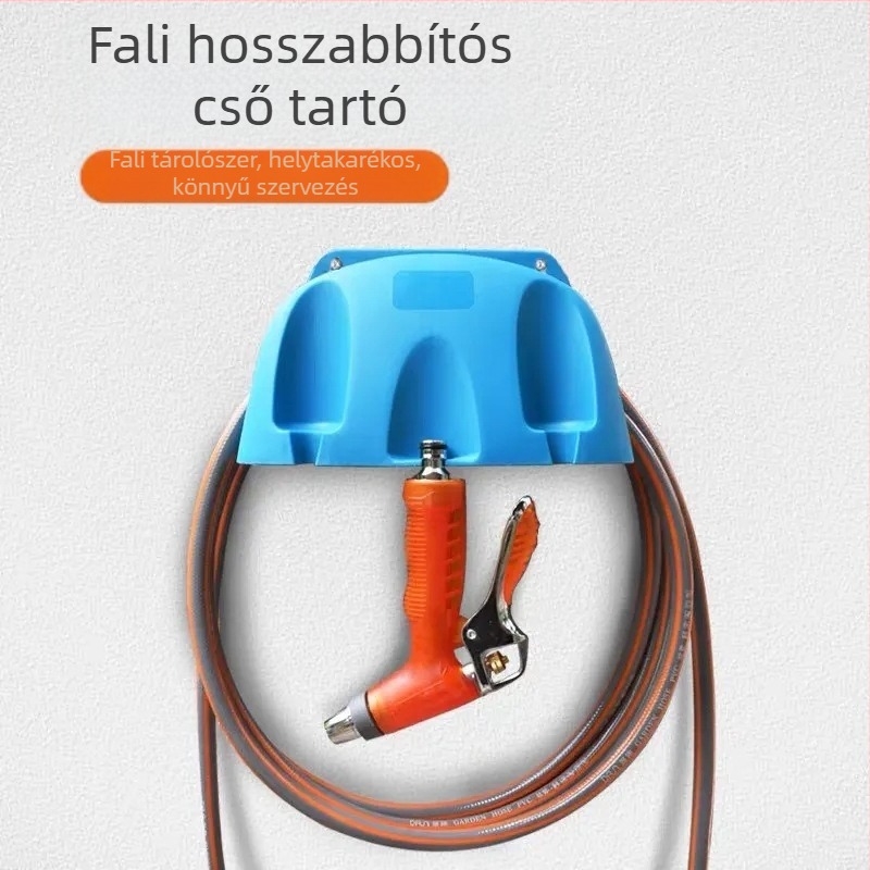 Falihoz szerelt kerti tömlő tároló (PP anyag; falra szerelhető; tömlő tartó)