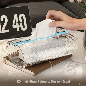 Vízredő mintás papírzsepi tartó – műanyag, vízálló, húzható zsebkendőkhöz, Light Luxury stílus, Modell 1