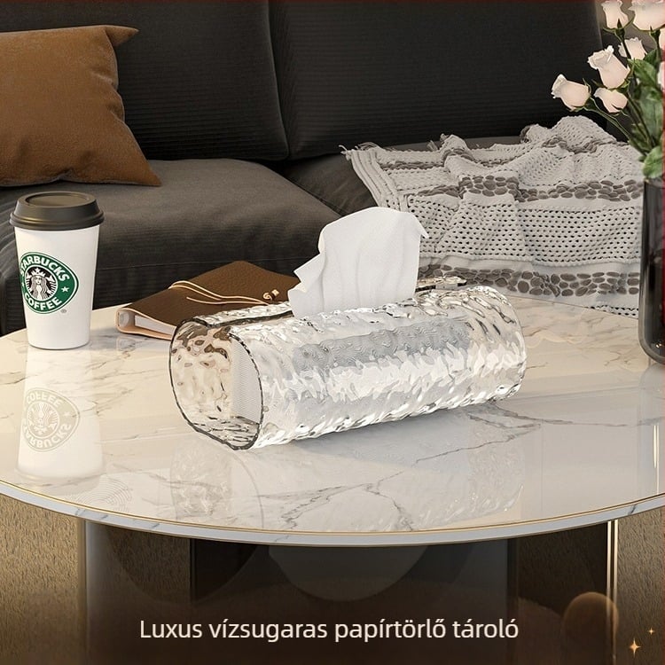 Vízredő mintás papírzsepi tartó – műanyag, vízálló, húzható zsebkendőkhöz, Light Luxury stílus, Modell 1