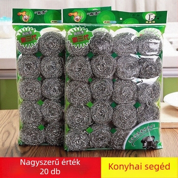 Rozsdamentes acélhuzal tisztító golyó edényekhez, 60 darabos csomag