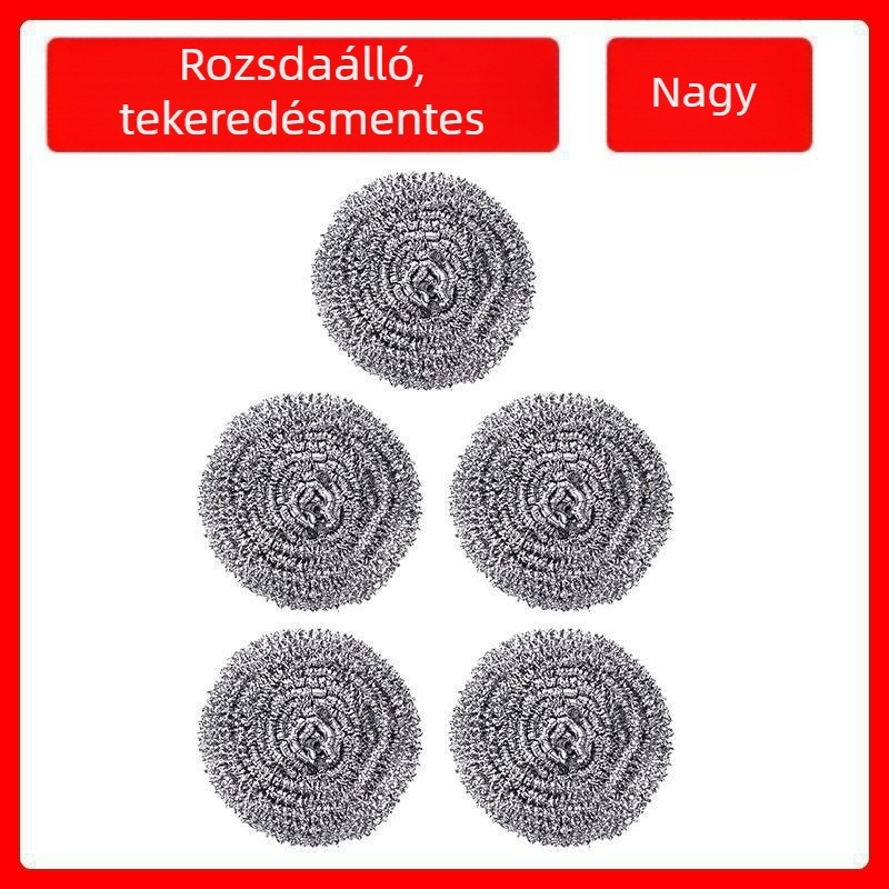 Rozsdamentes acélhuzal tisztító golyó edényekhez, 60 darabos csomag