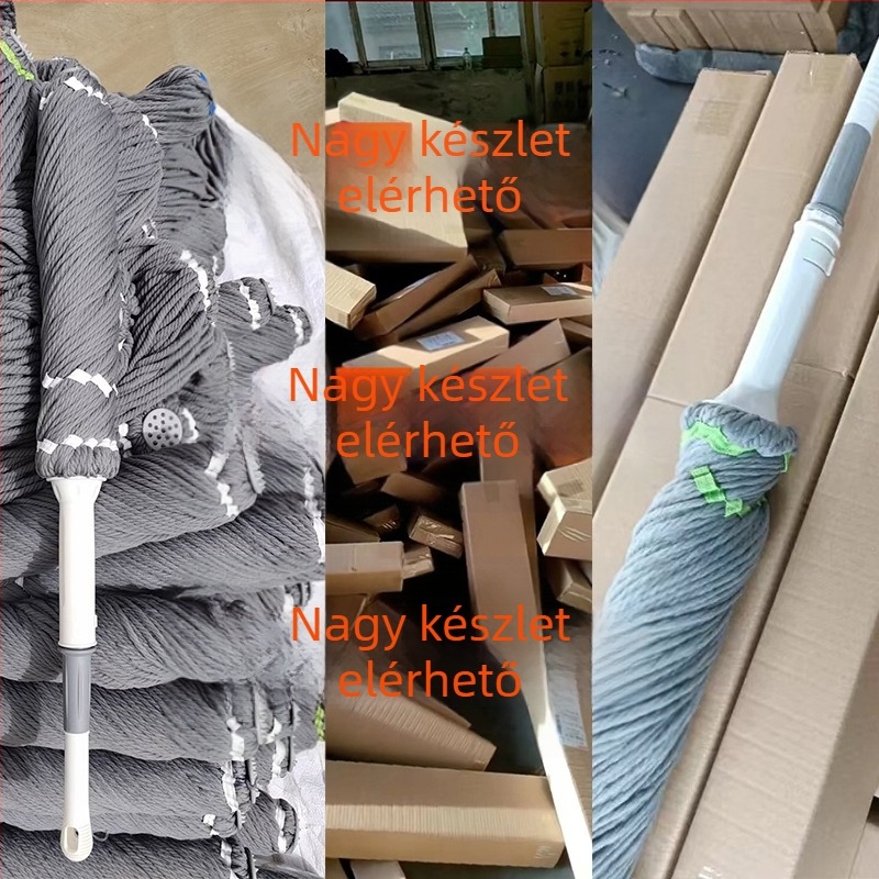 Forgó mop csavaros vízmechanizmussal – mikroszálas fej, rozsdamentes acél nyele, teleszkópos hossz 84–130 cm, kinyomási arány 80–90%