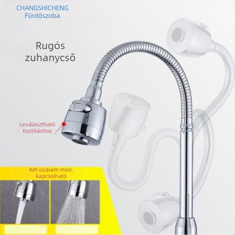 Konyhai csaphoz univerzális forgó könyök aerátor — ABS és rozsdamentes acél, eső funkció, csőcsatlakozásos telepítés, modell FGR545745, 1–90°C