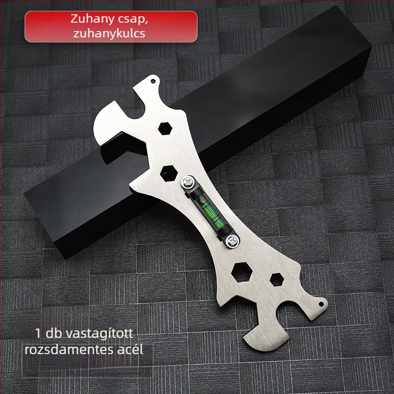 Univerzális zuhanykulcs fürdőszobai telepítéshez – rozsdamentes acél, fényes felület, súly 0,15 kg, hatszögletes fej