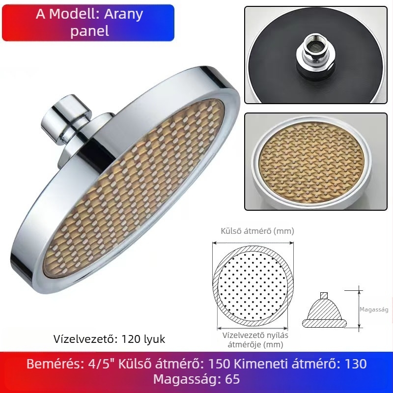 Felsőspray zuhanyfej, ABS, permetezés és eső funkcióval, 1,6 MPa, 0–100°C, kézi szerelés