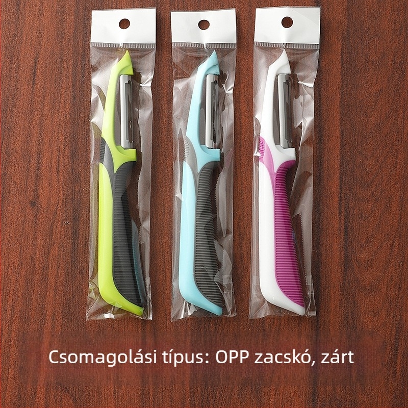 Rozsdamentes acél hámozó gyümölcsökhöz és burgonyához PP fogantyúval — Testreszabható feldolgozás, Nyomtatott logó, Ajándékhoz alkalmas