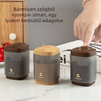 Fa mintájú fogpiszkáló tartó, japán stílus, műanyagból, automatikus kiemelés, testreszabható
