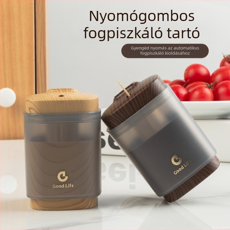 Fa mintájú fogpiszkáló tartó, japán stílus, műanyagból, automatikus kiemelés, testreszabható
