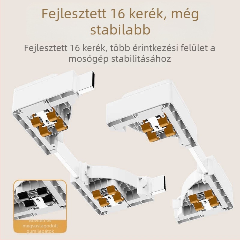 Ultra vékony beépített mosógép-alap, dobos mosógépekhez — rozsdamentes acél, csúszásmentes, mozgatható, 1 réteg.