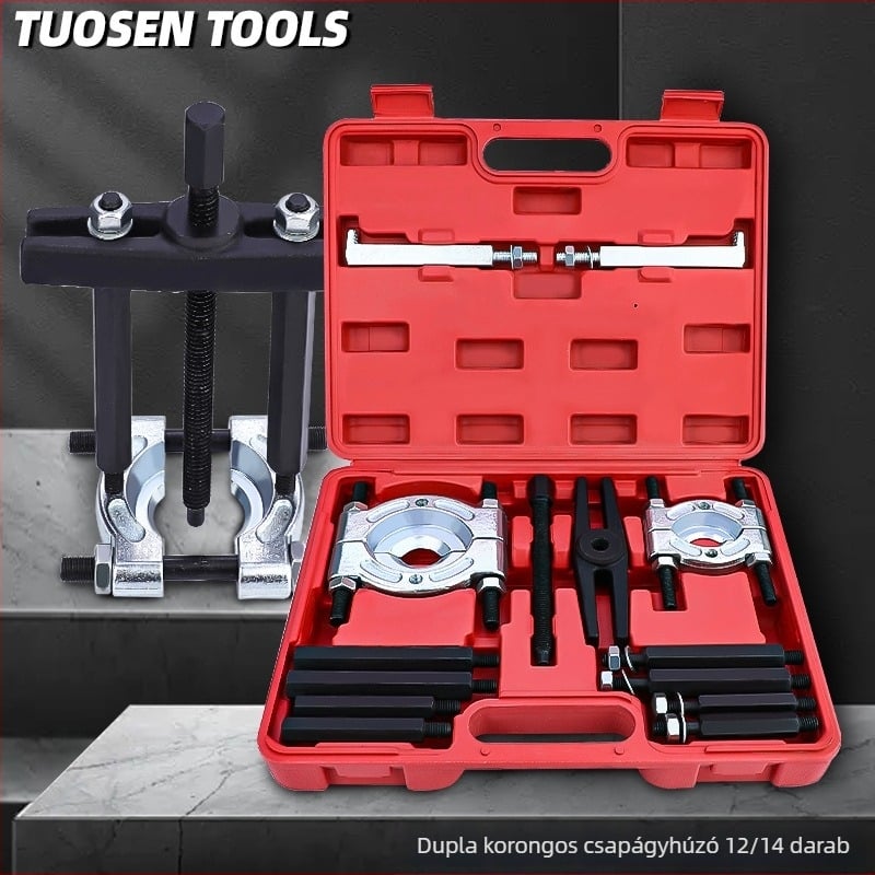 Tuosen Kétkorongos csapágyhúzó készlet – magas széntartalmú acél, eszköz a csapágyak eltávolításához kombinált csapágyakhoz