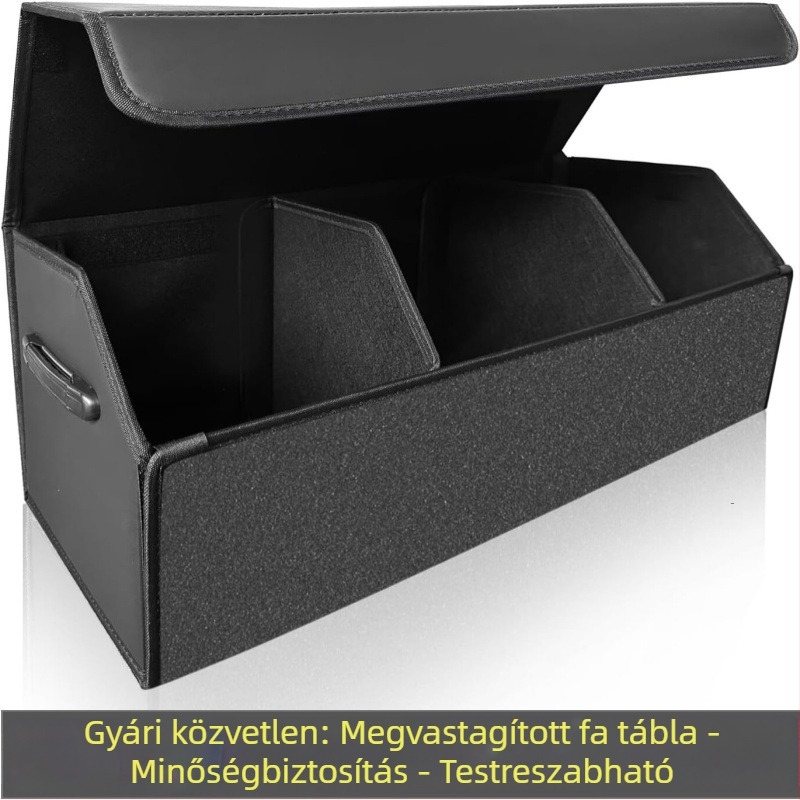 Bőrrel bevont autócsomagtartó tároló doboz, összecsukható, nagy kapacitású, 70 liter