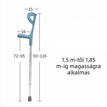 Alumíniumötvözetből készült könyökmankó, egykaros kivitel, csúszásmentes, állítható és meghosszabbítható, modell ZG01