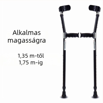 Alumíniumötvözetből készült könyökmankó, egykaros kivitel, csúszásmentes, állítható és meghosszabbítható, modell ZG01