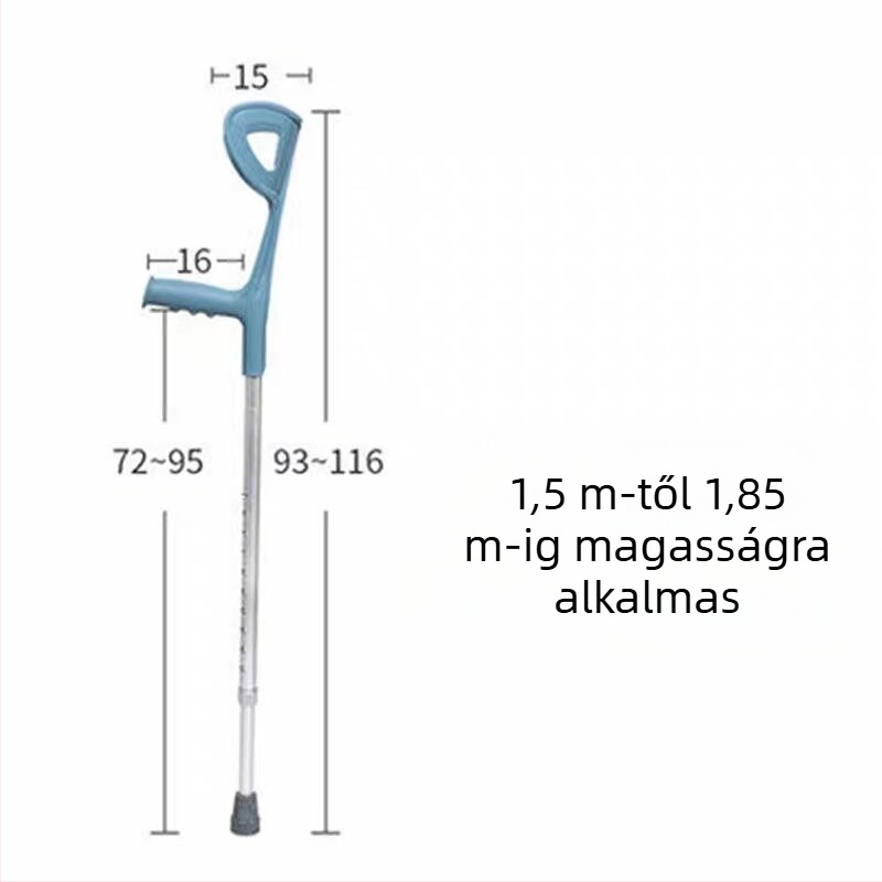Alumíniumötvözetből készült könyökmankó, egykaros kivitel, csúszásmentes, állítható és meghosszabbítható, modell ZG01