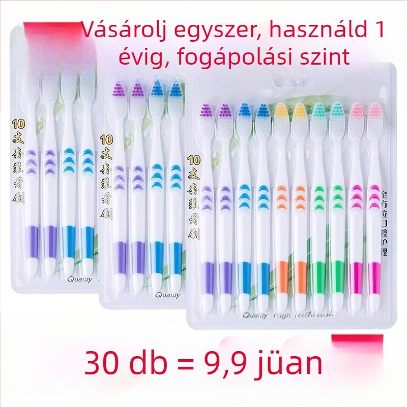 Bambusz-szén fogkefe felnőtteknek, ultra vékony puha sörték, egyenként csomagolt, 30 darabos csomag