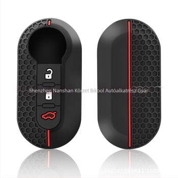 Szilikon kulcstartó Fiat 500-hoz, összecsukható 3 gombos, üreges dizájn