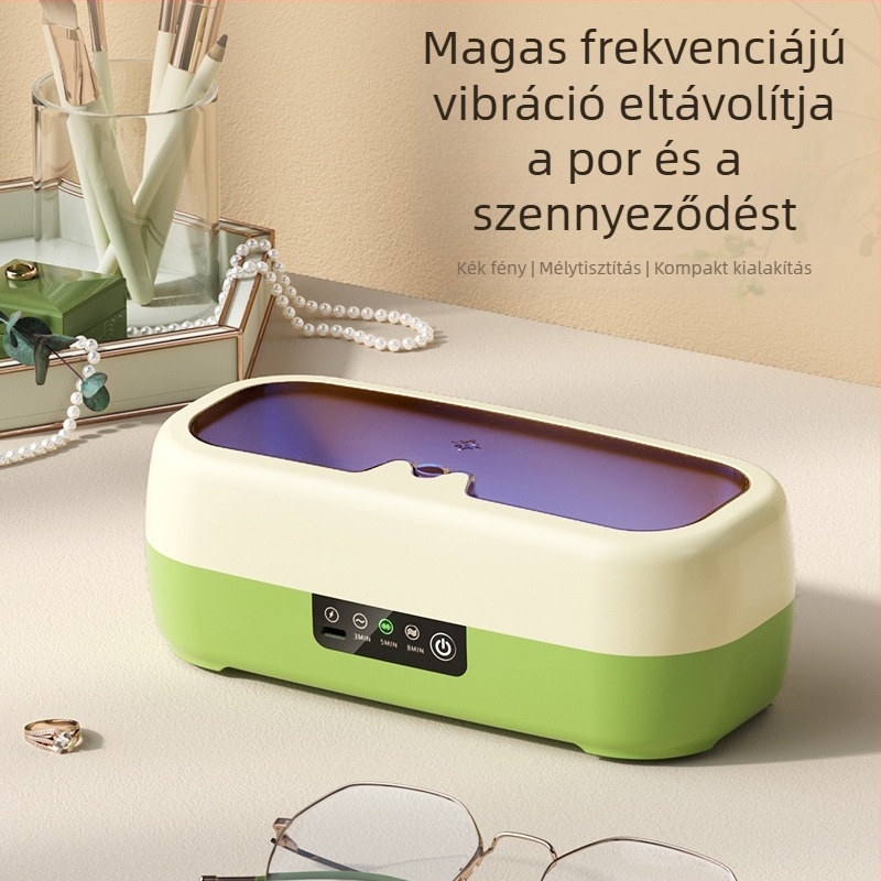 Szemüveg- és ékszertisztító készülék — kompakt, automatikus, hordozható; tápellátás USB, akkumulátor és töltés; 3,7 V, 0,5 W; modell QX-051; mechanikus működés