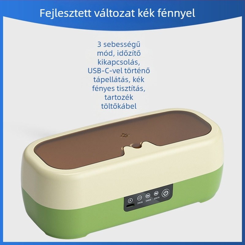 Szemüveg- és ékszertisztító készülék — kompakt, automatikus, hordozható; tápellátás USB, akkumulátor és töltés; 3,7 V, 0,5 W; modell QX-051; mechanikus működés