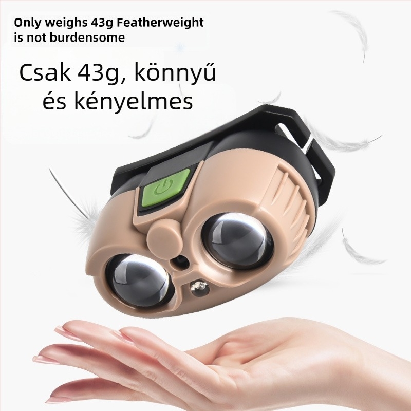 Intelligens szenzoros LED fejfény USB töltéssel, 3W, 400mAh akkumulátor, kompakt kültéri fény éjszakai horgászathoz és futáshoz