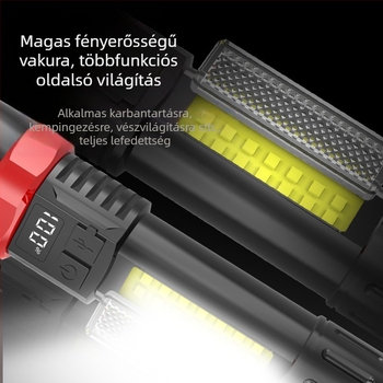 Lézeres elemlámpa USB töltéssel, digitális kijelző, 5W, hatótáv 100–200 m