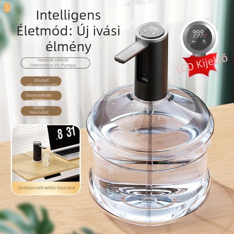 Mini újratölthető vízpumpa adagoló palackozott vízhez, modell AH-068, érintéses működés, 8W, 3.7V