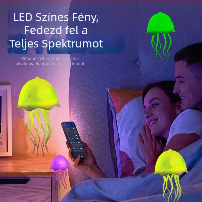 Új RGB medúza lámpa hangvezérléssel, kreatív éjjeli lámpa dinamikus medúzával az éjjeli asztalra