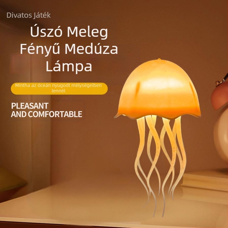 Új RGB medúza lámpa hangvezérléssel, kreatív éjjeli lámpa dinamikus medúzával az éjjeli asztalra