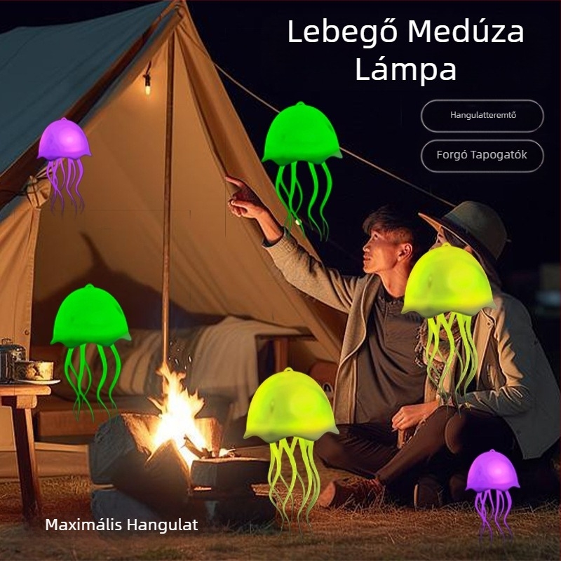 Új RGB medúza lámpa hangvezérléssel, kreatív éjjeli lámpa dinamikus medúzával az éjjeli asztalra
